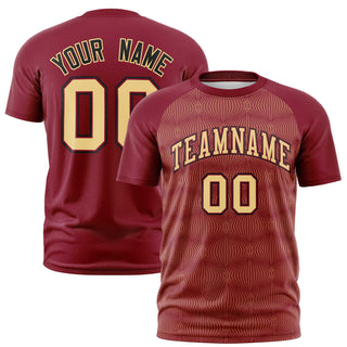 Camiseta de rendimiento con estampado de líneas personalizadas Crimson - Estilo 1