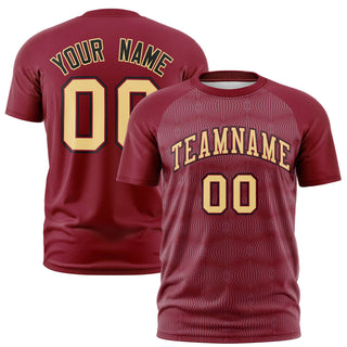 Camiseta de rendimiento con estampado de líneas personalizadas Crimson - Estilo 1