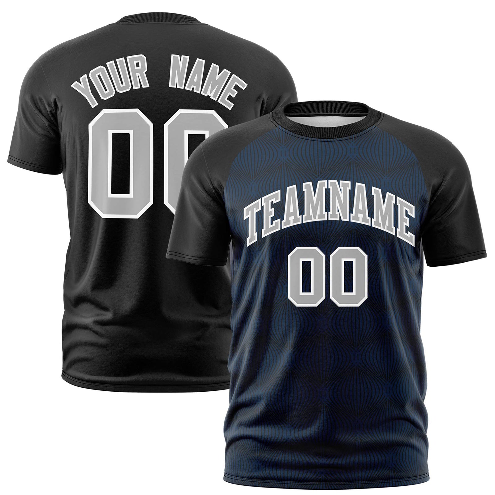Custom Black Personalized Line Pattern Performance T-Shirt