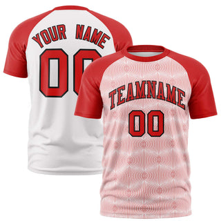 Custom Red Personalized Line Pattern Performance T-Shirt - Style 1