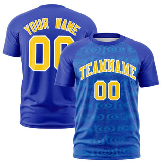 Custom Royal Blue Personalized Line Pattern Performance T-Shirt - Style 1