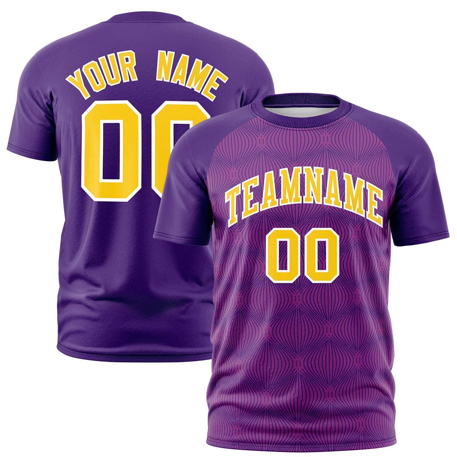 Custom Purple Personalized Line Pattern Performance T-Shirt