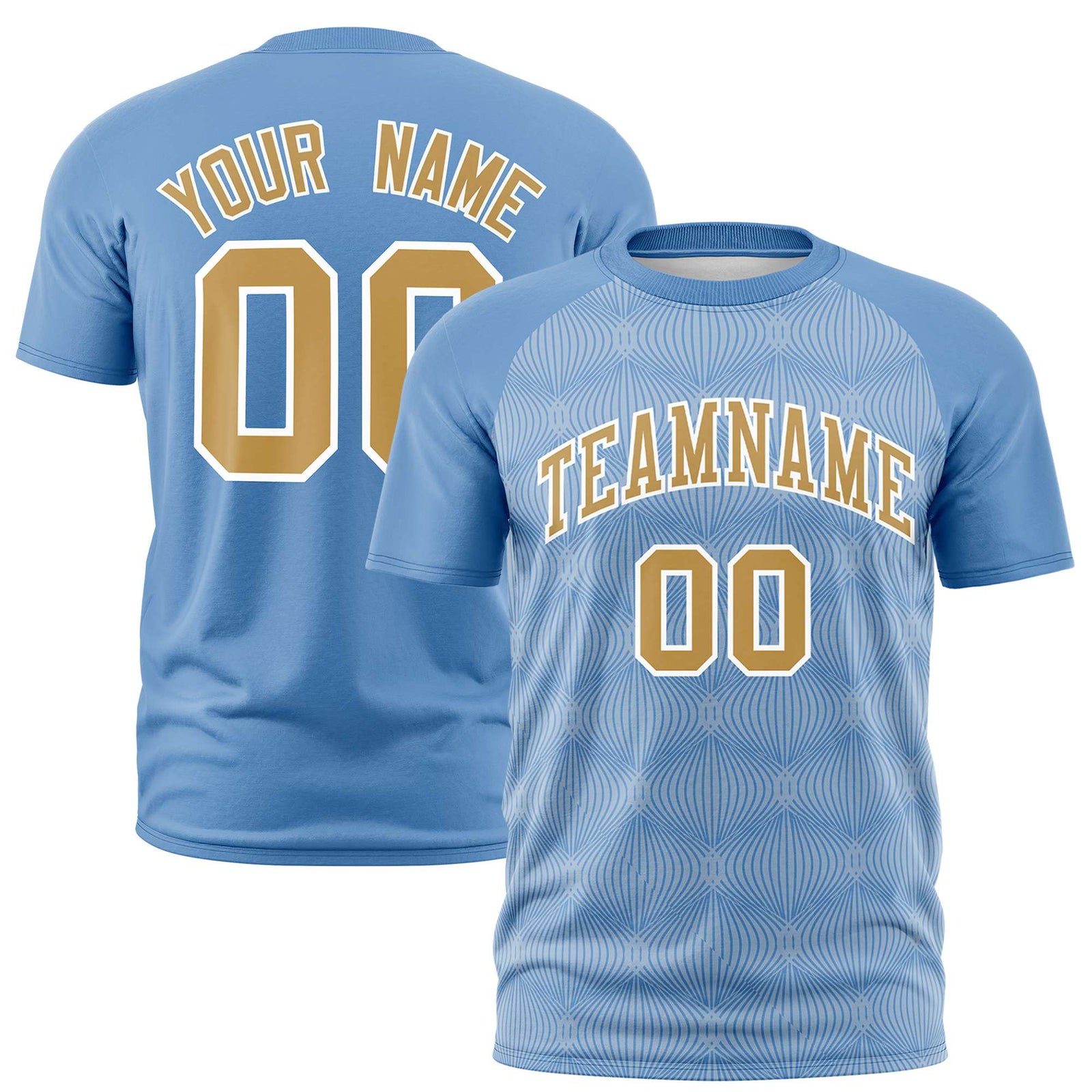 Custom Light Blue Personalized Line Pattern Performance T-Shirt