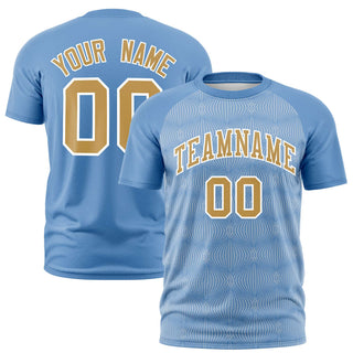 Custom Light Blue Personalized Line Pattern Performance T-Shirt - Style 1