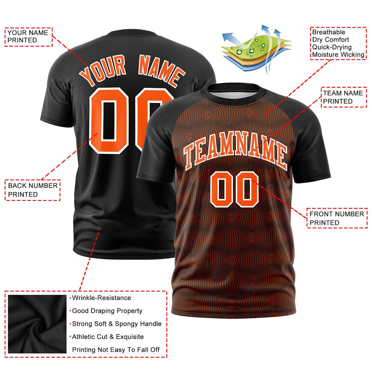 Custom Black Personalized Line Pattern Performance T-Shirt