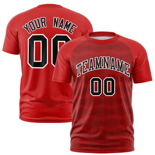 Custom Red Personalized Line Pattern Performance T-Shirt - Style 1