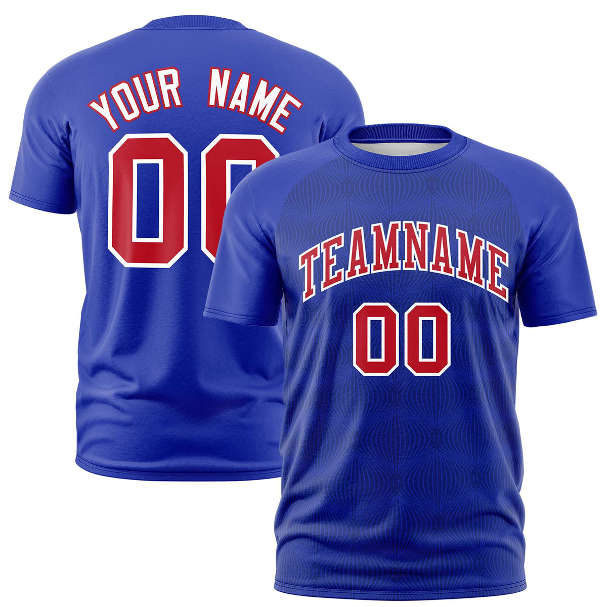 Custom Royal Blue Personalized Line Pattern Performance T-Shirt