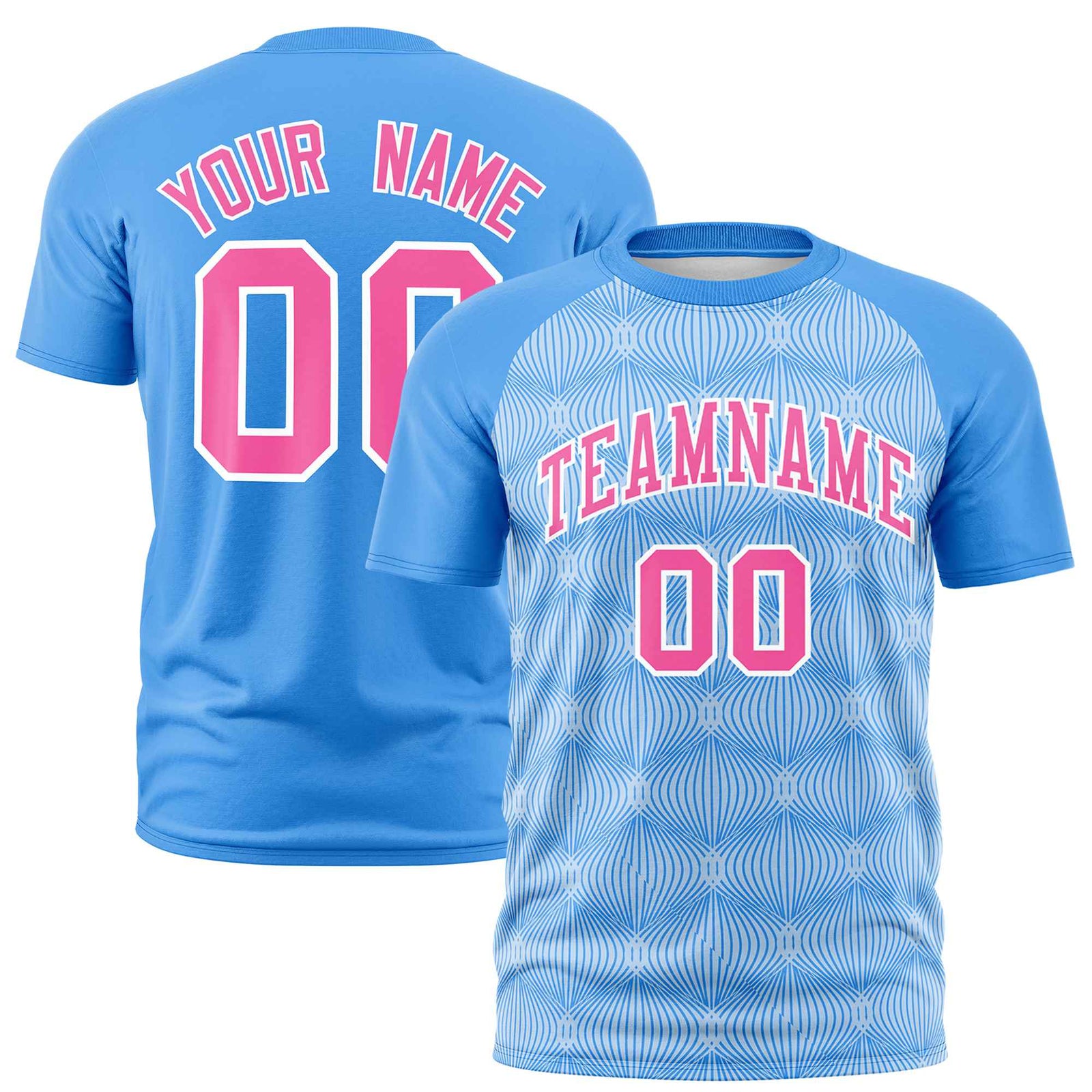 Custom Powder Blue Personalized Line Pattern Performance T-Shirt