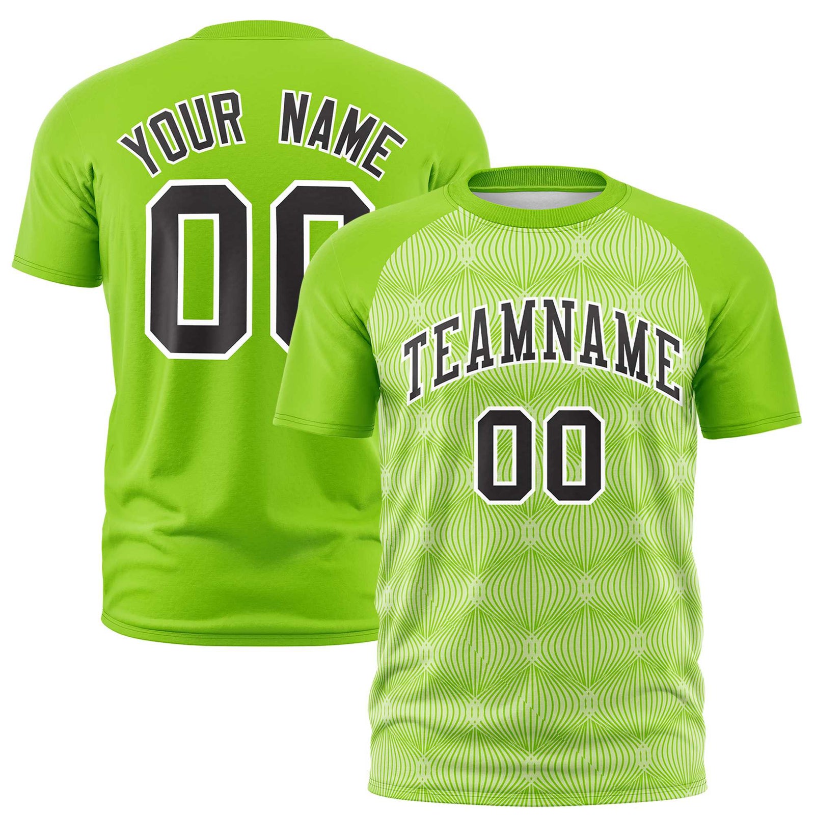 Custom Neon Green Personalized Line Pattern Performance T-Shirt