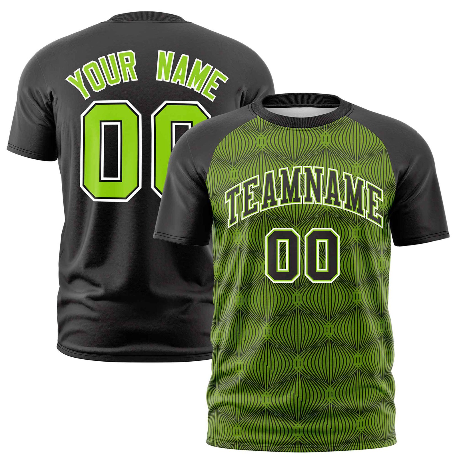 Custom Black Personalized Line Pattern Performance T-Shirt