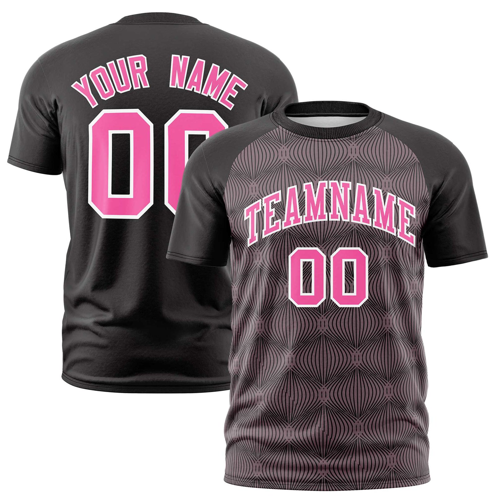 Custom Black Personalized Line Pattern Performance T-Shirt