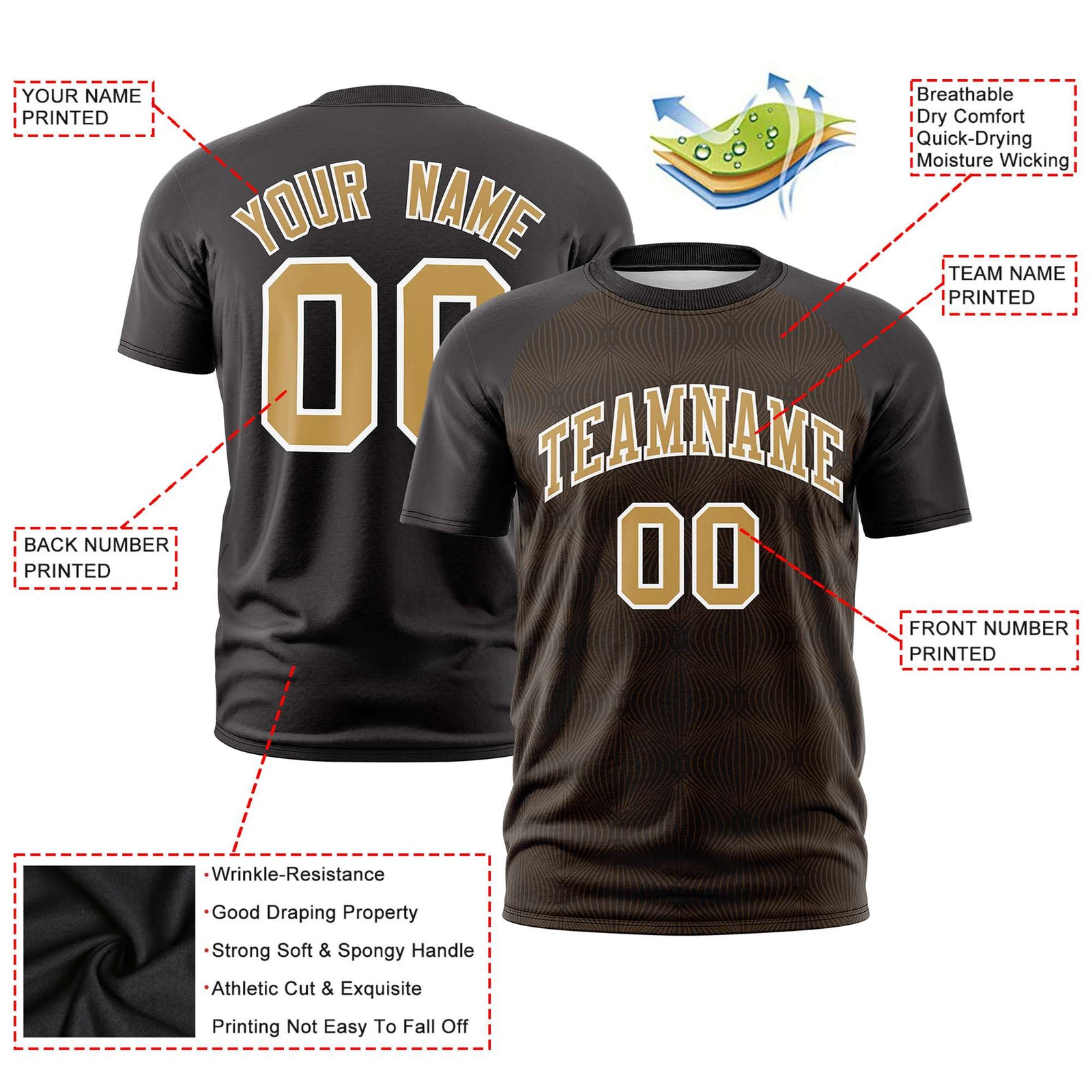 Custom Black Personalized Line Pattern Performance T-Shirt