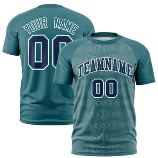 Custom Aqua Personalized Line Pattern Performance T-Shirt - Style 1