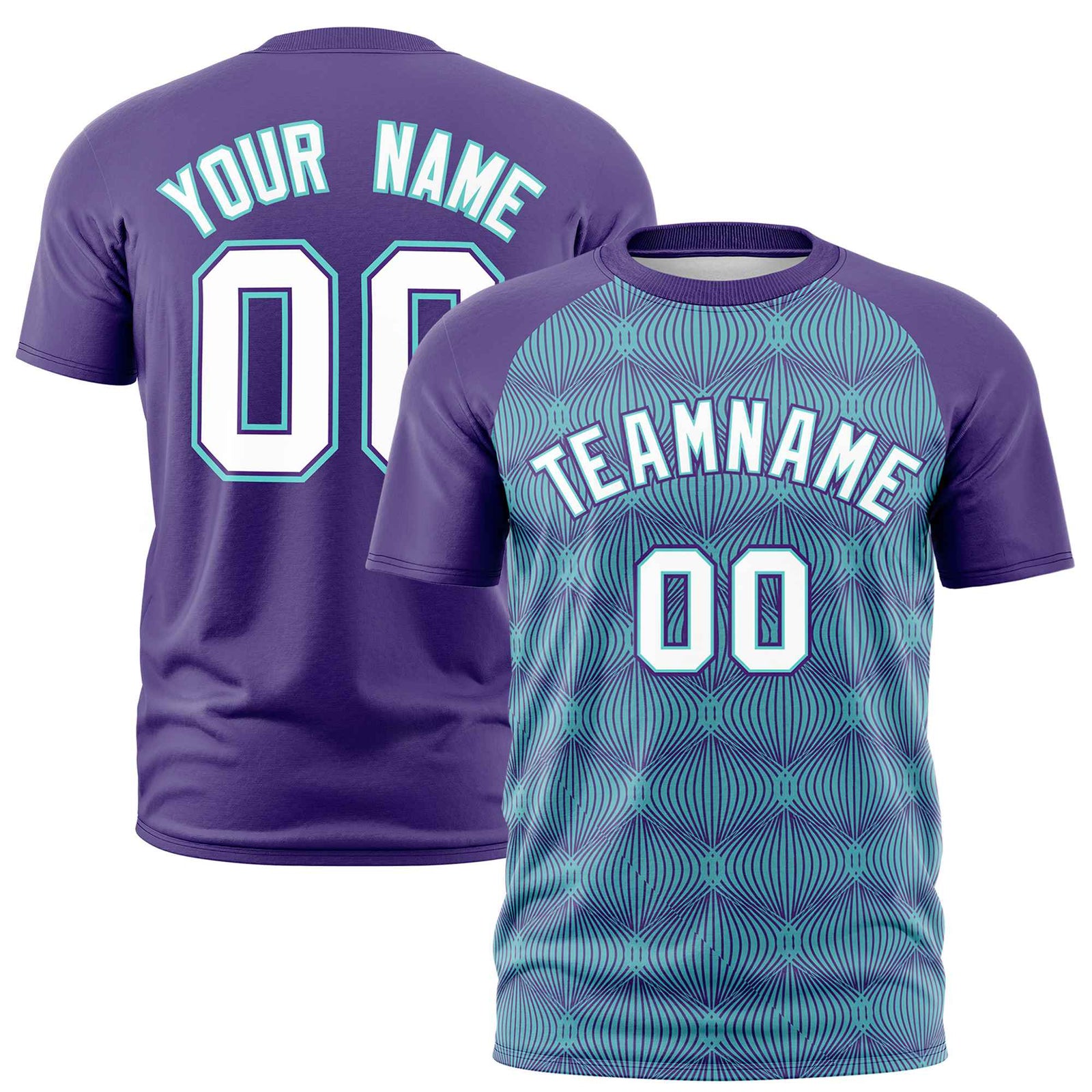 Custom Purple Personalized Line Pattern Performance T-Shirt