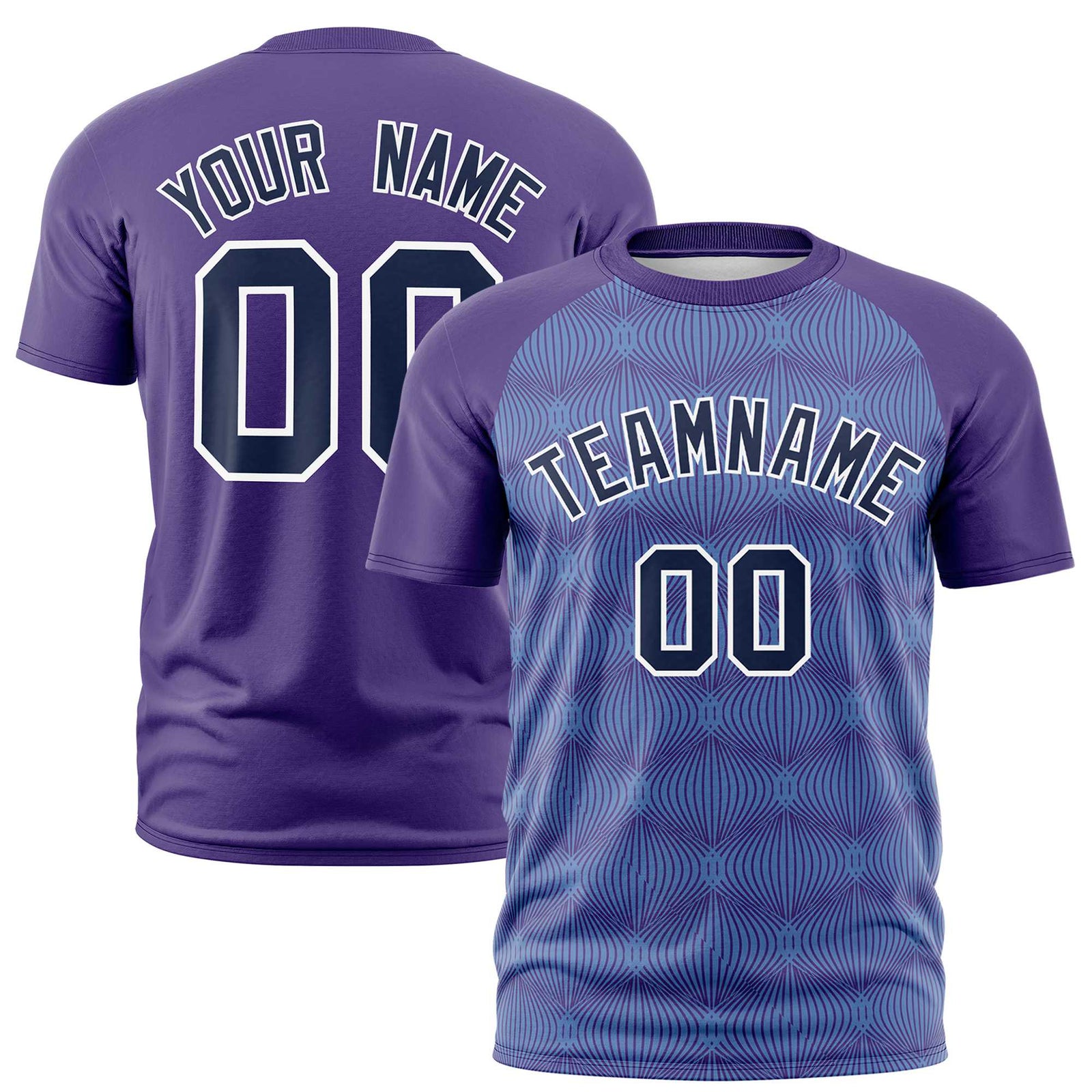 Custom Purple Personalized Line Pattern Performance T-Shirt