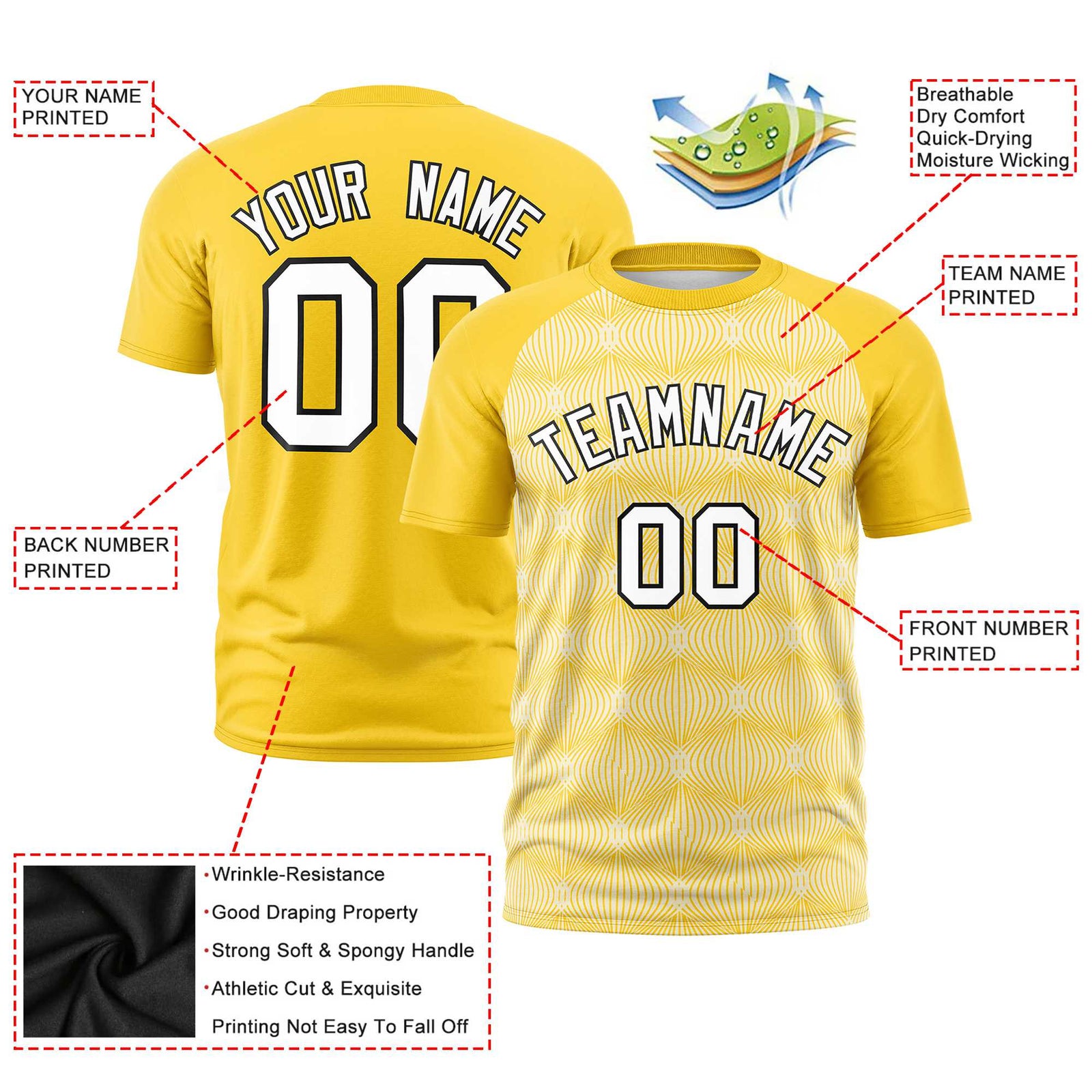 Custom Gold 01 Personalized Line Pattern Performance T-Shirt