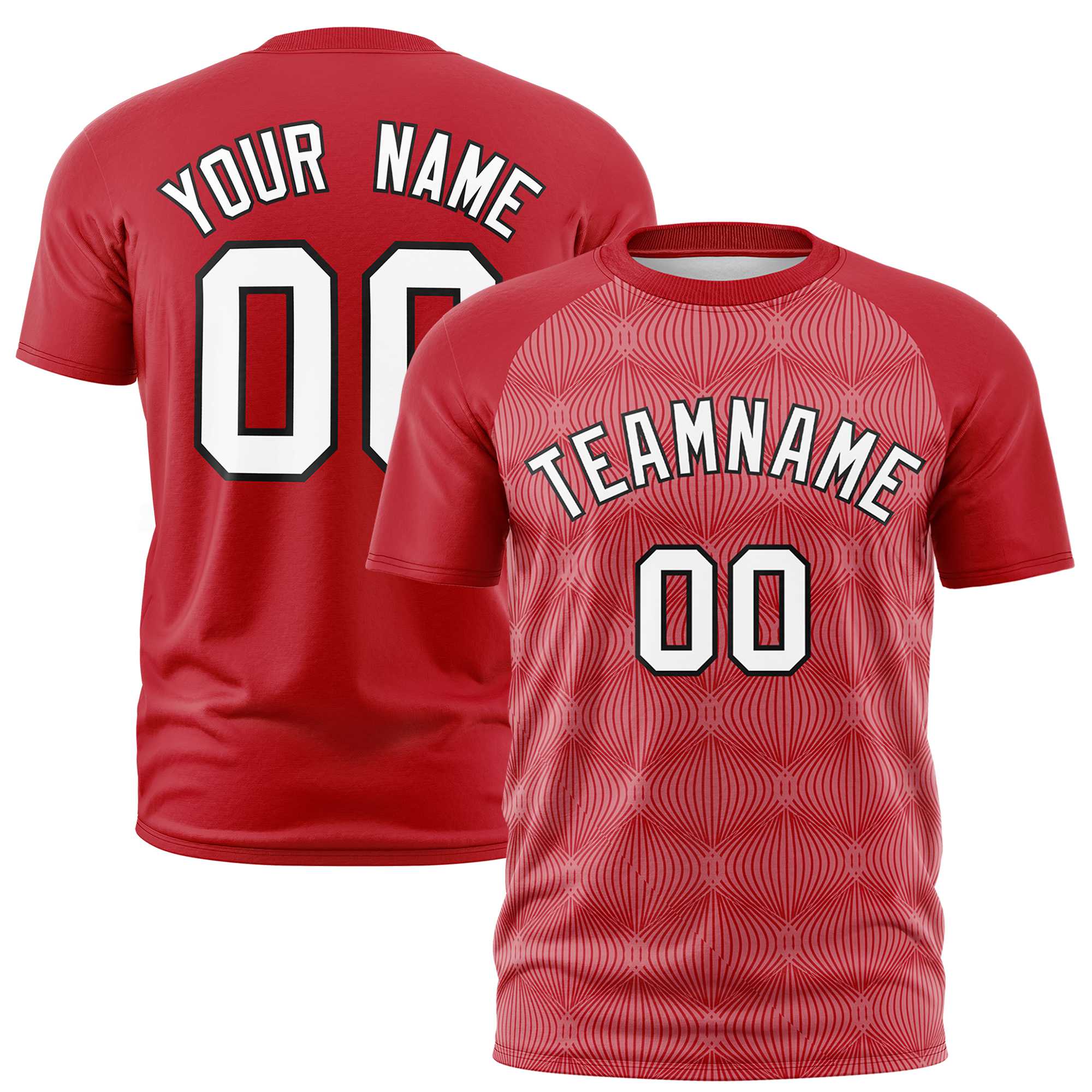 Custom Red Personalized Line Pattern Performance T-Shirt