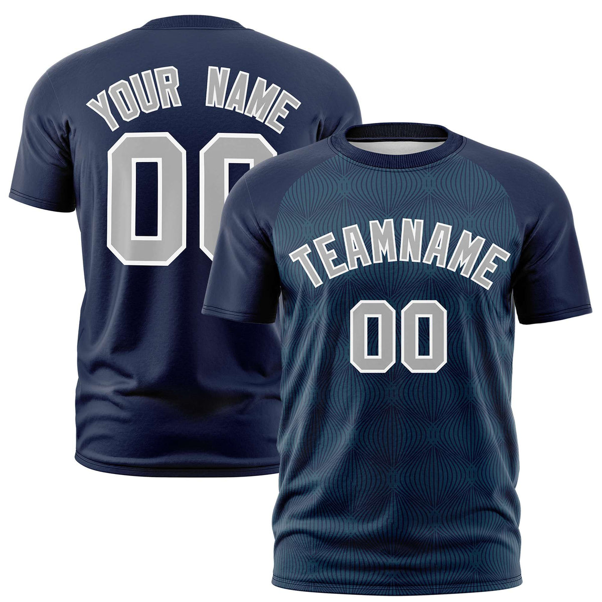 Custom Navy Personalized Line Pattern Performance T-Shirt