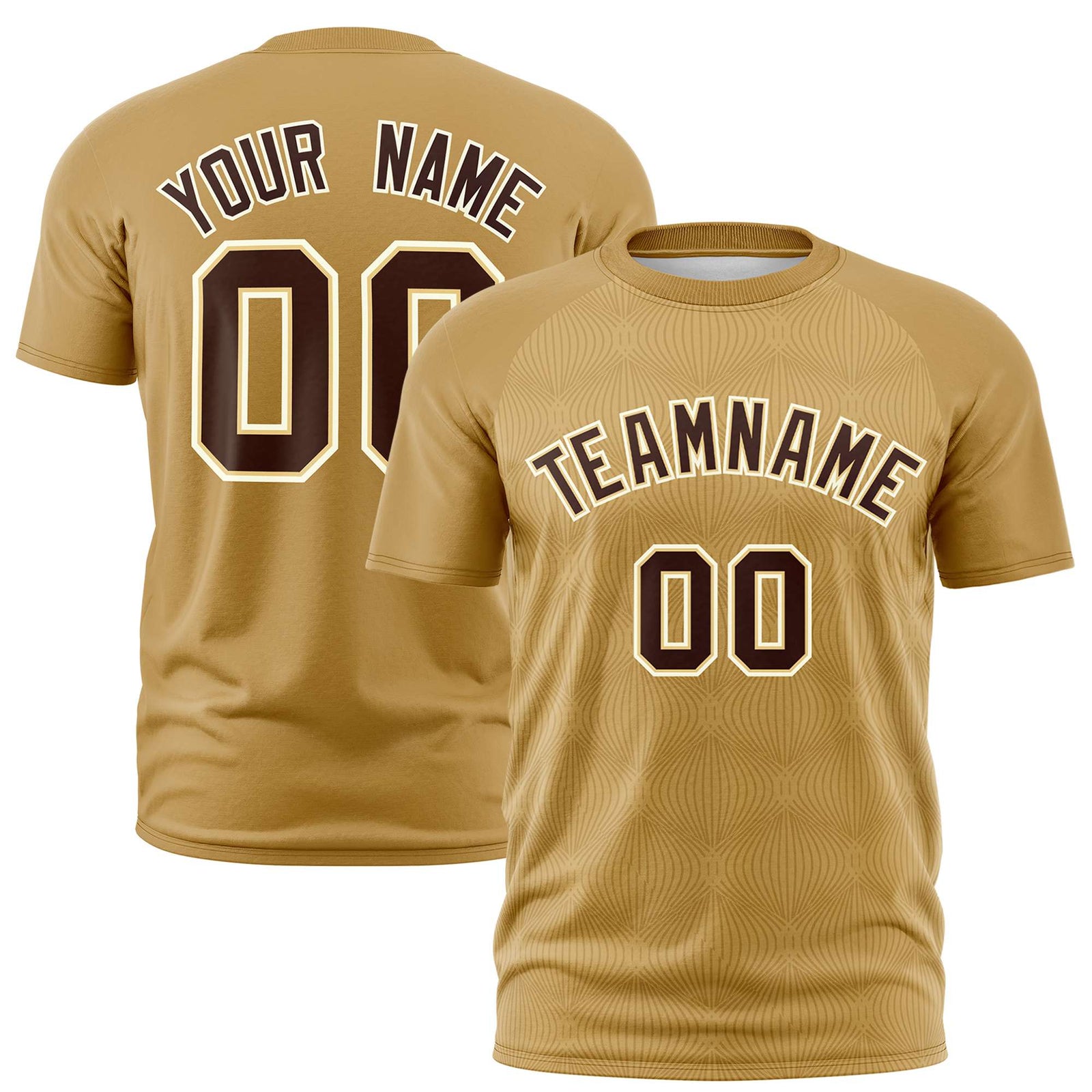Custom Old Gold Personalized Line Pattern Performance T-Shirt