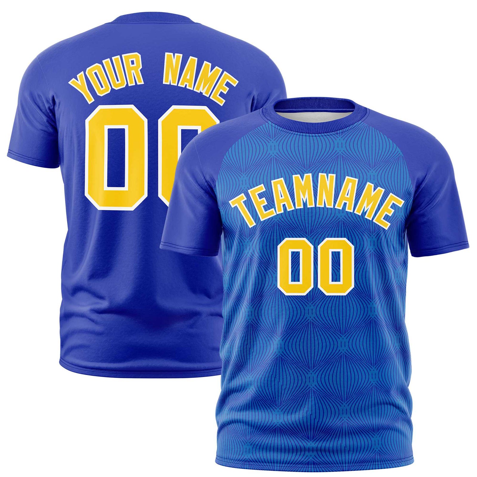 Custom Royal Blue Personalized Line Pattern Performance T-Shirt
