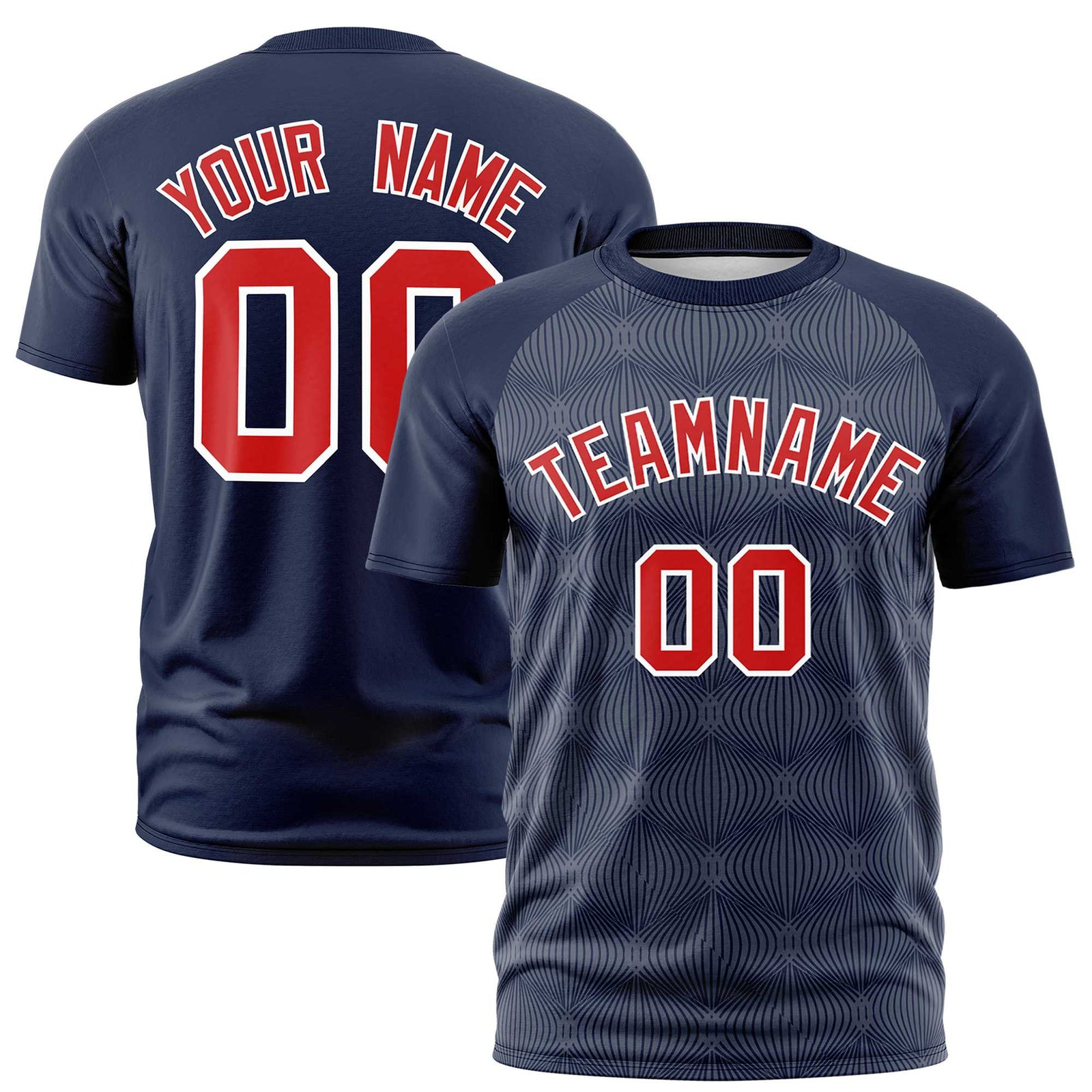 Custom Navy Personalized Line Pattern Performance T-Shirt