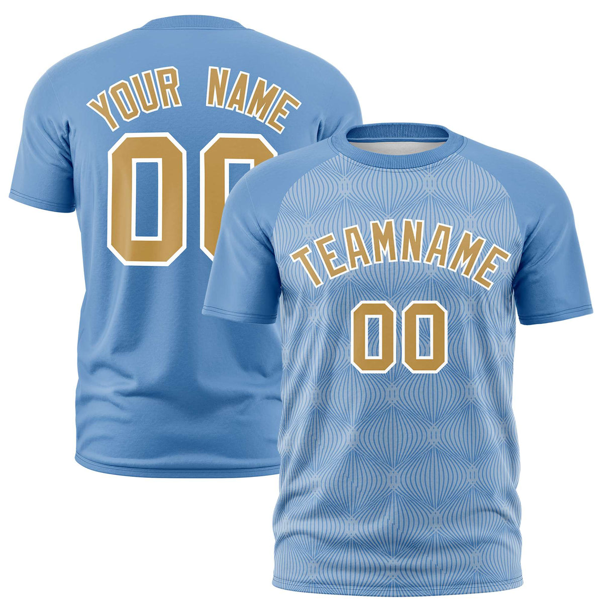 Custom Light Blue Personalized Line Pattern Performance T-Shirt