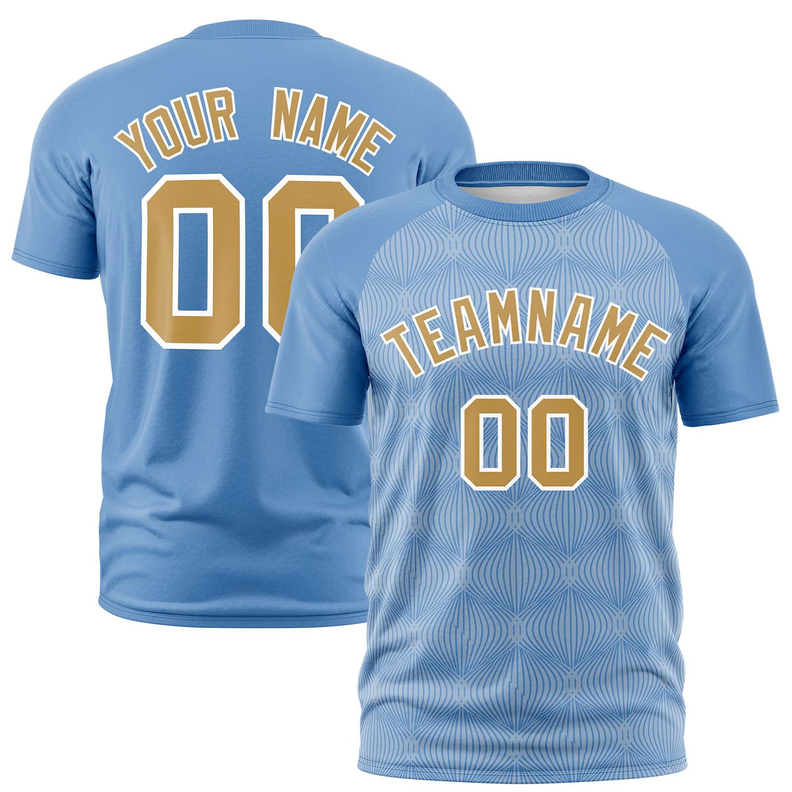 Custom Light Blue Personalized Line Pattern Performance T-Shirt