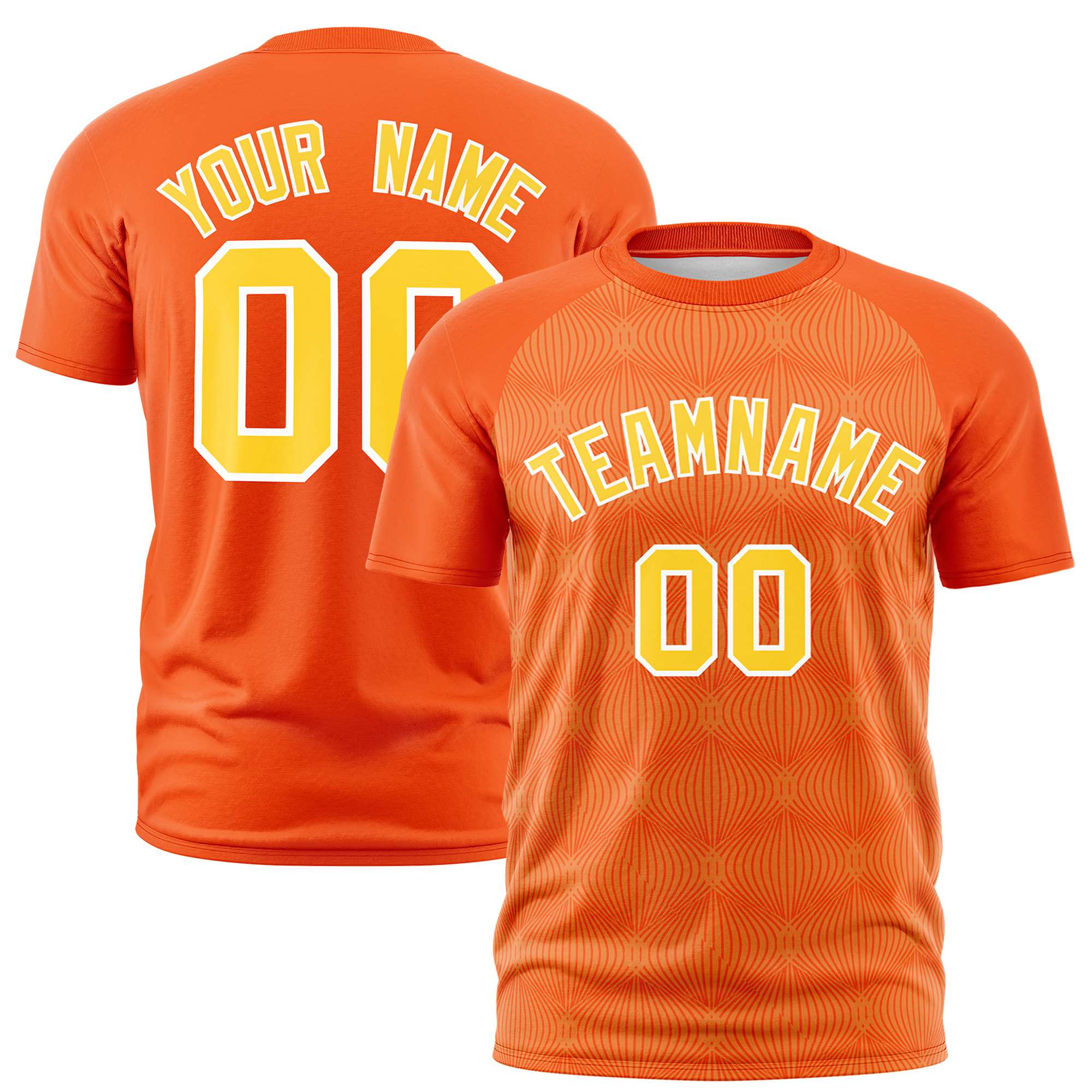 Custom Orange Personalized Line Pattern Performance T-Shirt