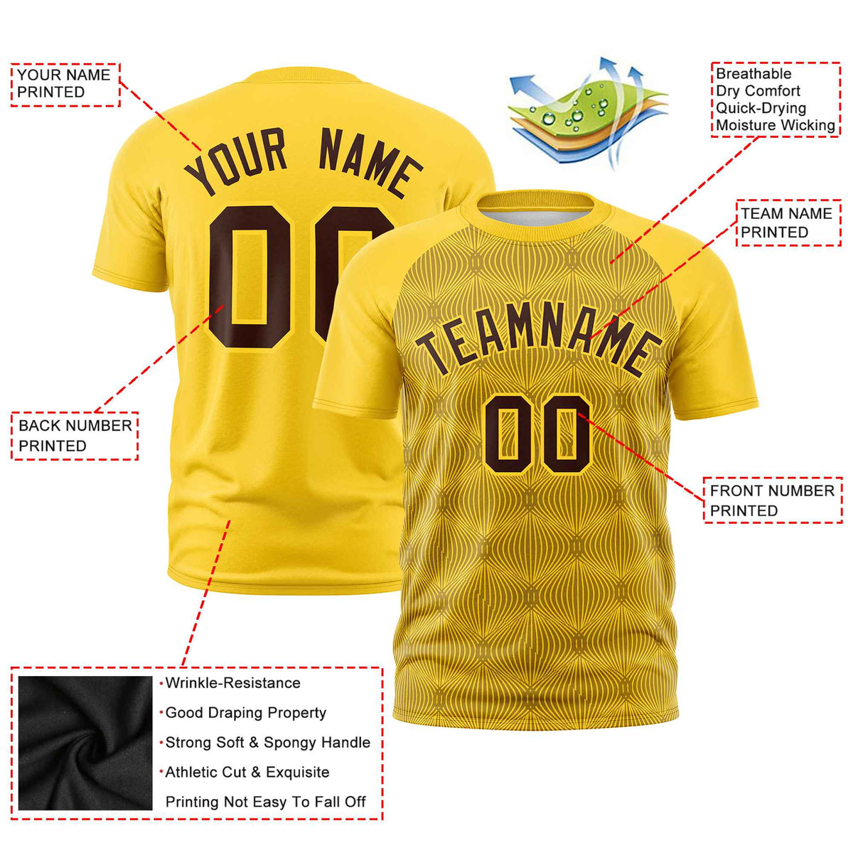 Custom Gold 01 Personalized Line Pattern Performance T-Shirt