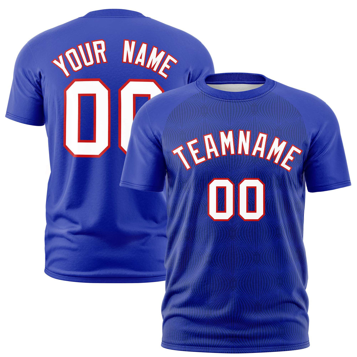 Custom Royal Blue Personalized Line Pattern Performance T-Shirt
