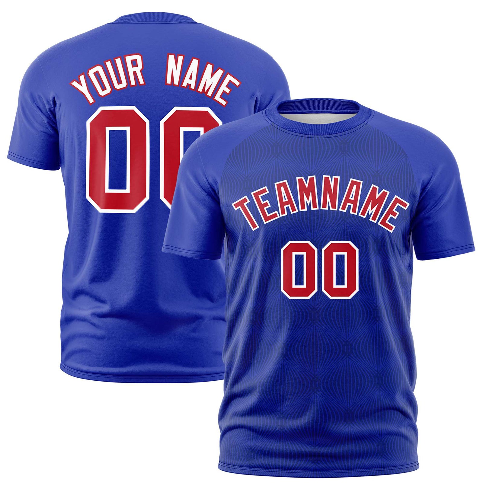 Custom Royal Blue Personalized Line Pattern Performance T-Shirt