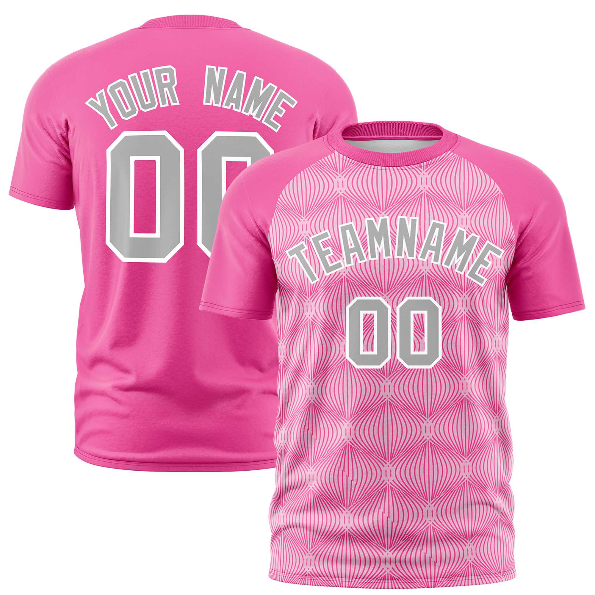 Custom Pink Personalized Line Pattern Performance T-Shirt