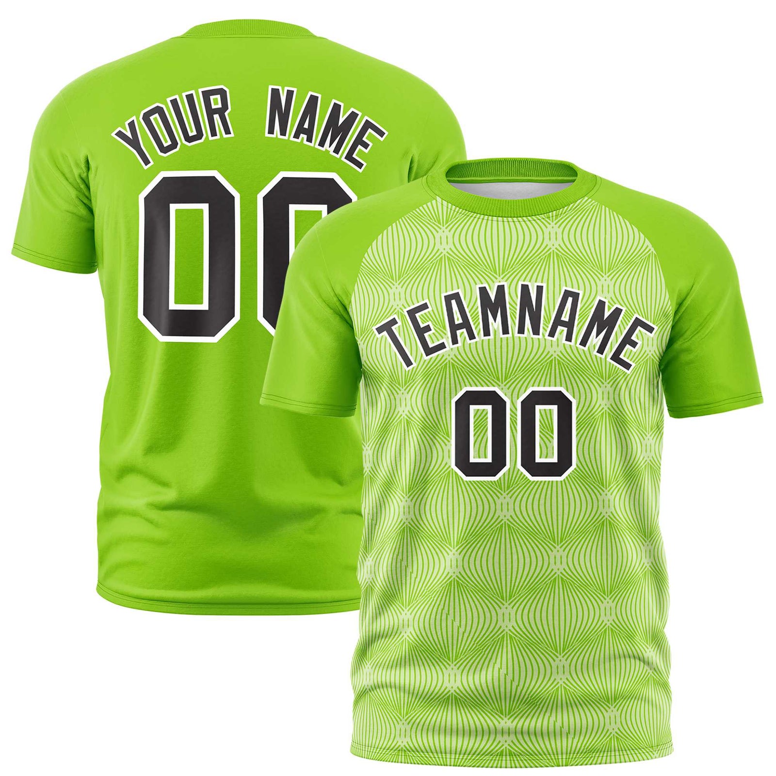 Custom Neon Green Personalized Line Pattern Performance T-Shirt