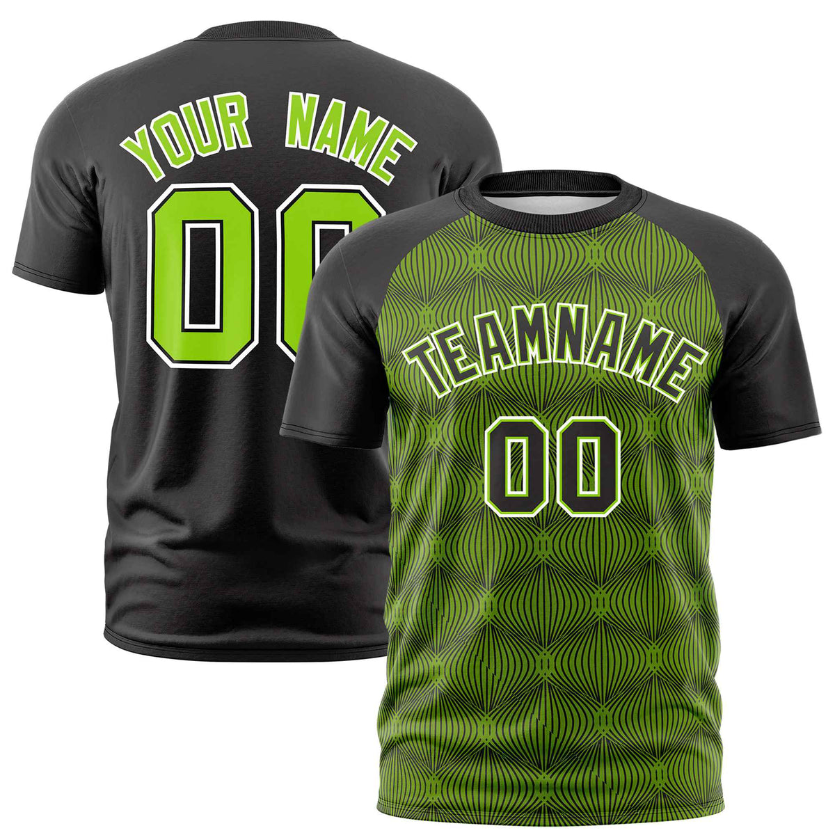 Custom Black Personalized Line Pattern Performance T-Shirt