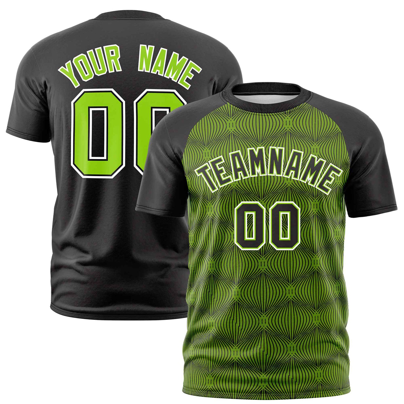 Custom Black Personalized Line Pattern Performance T-Shirt