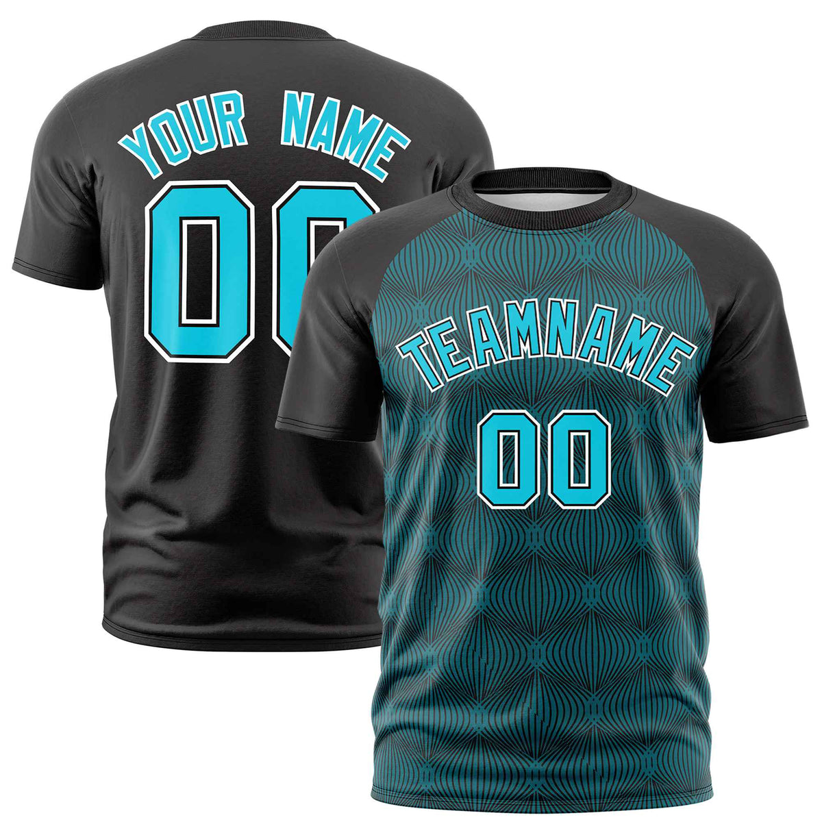 Custom Black Personalized Line Pattern Performance T-Shirt