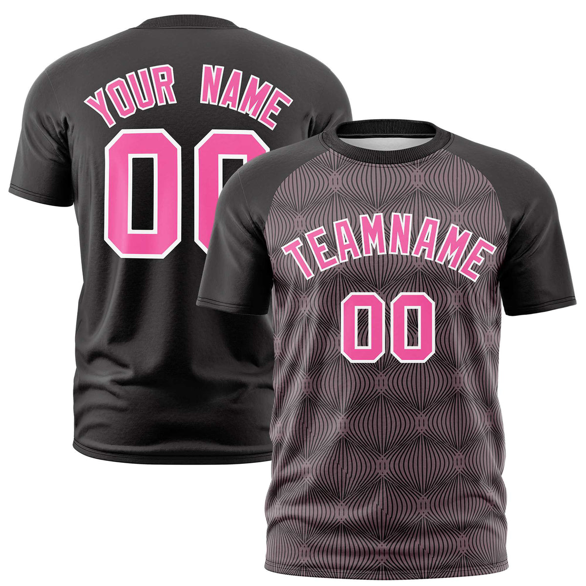 Custom Black Personalized Line Pattern Performance T-Shirt
