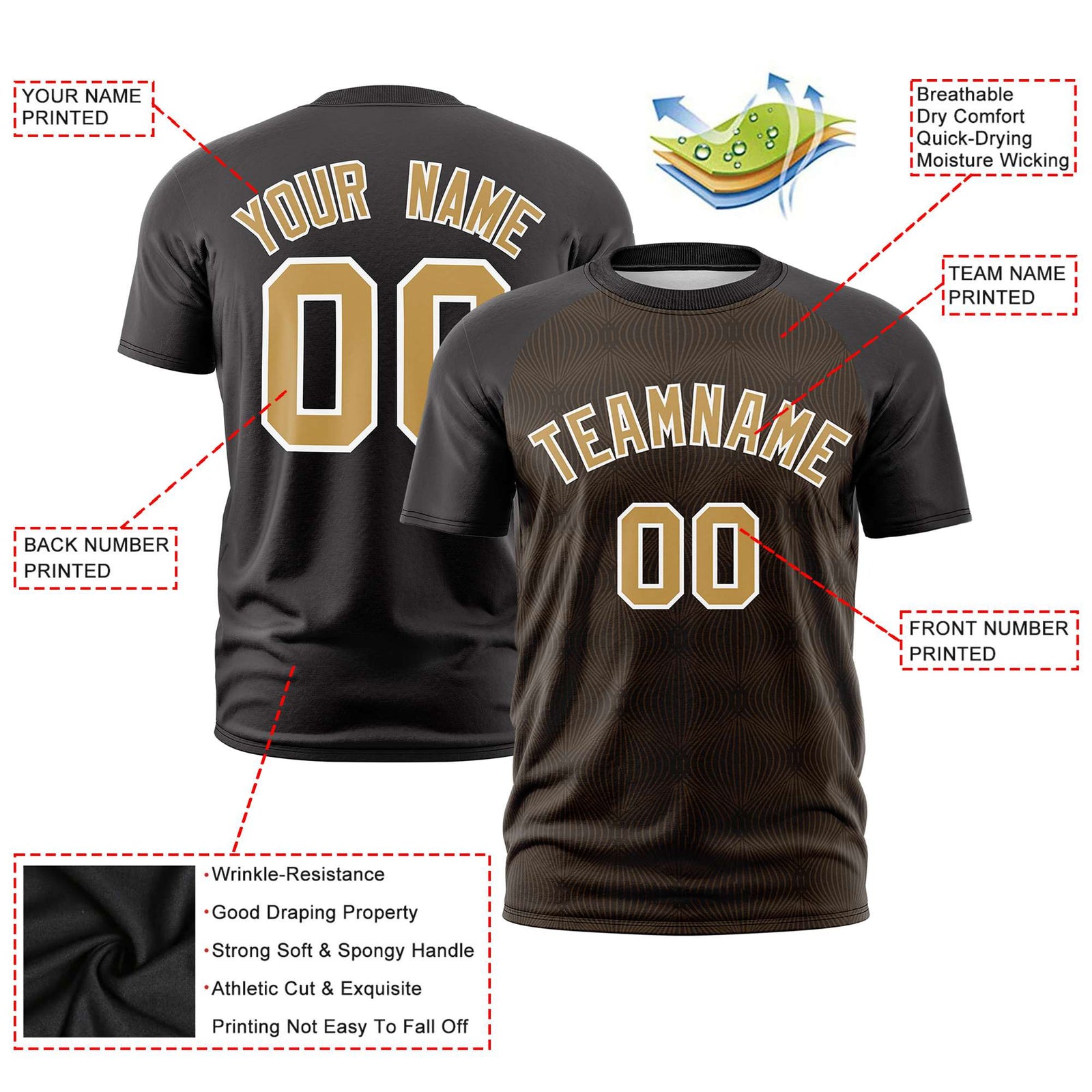 Custom Black Personalized Line Pattern Performance T-Shirt