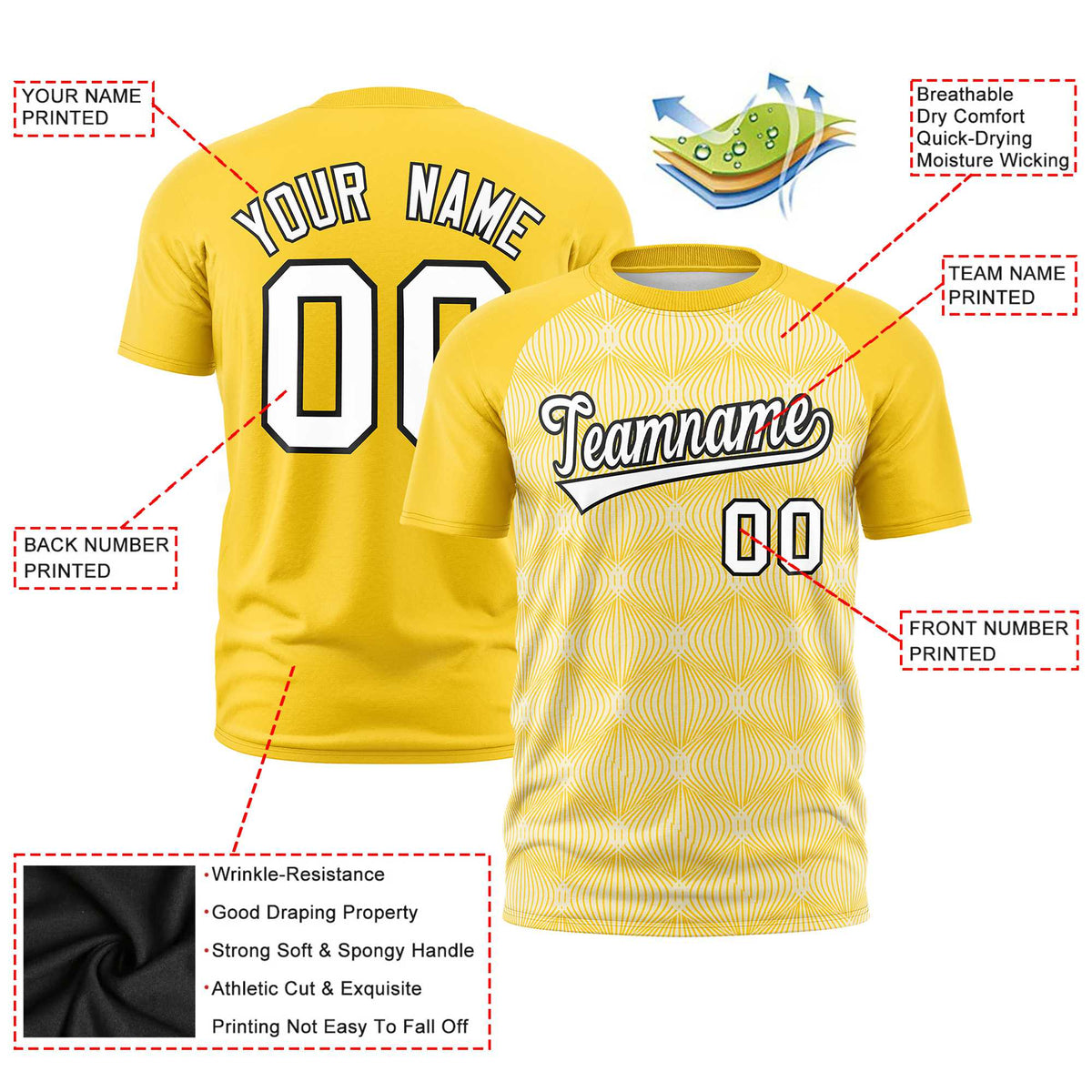 Custom Gold 01 Personalized Line Pattern Performance T-Shirt