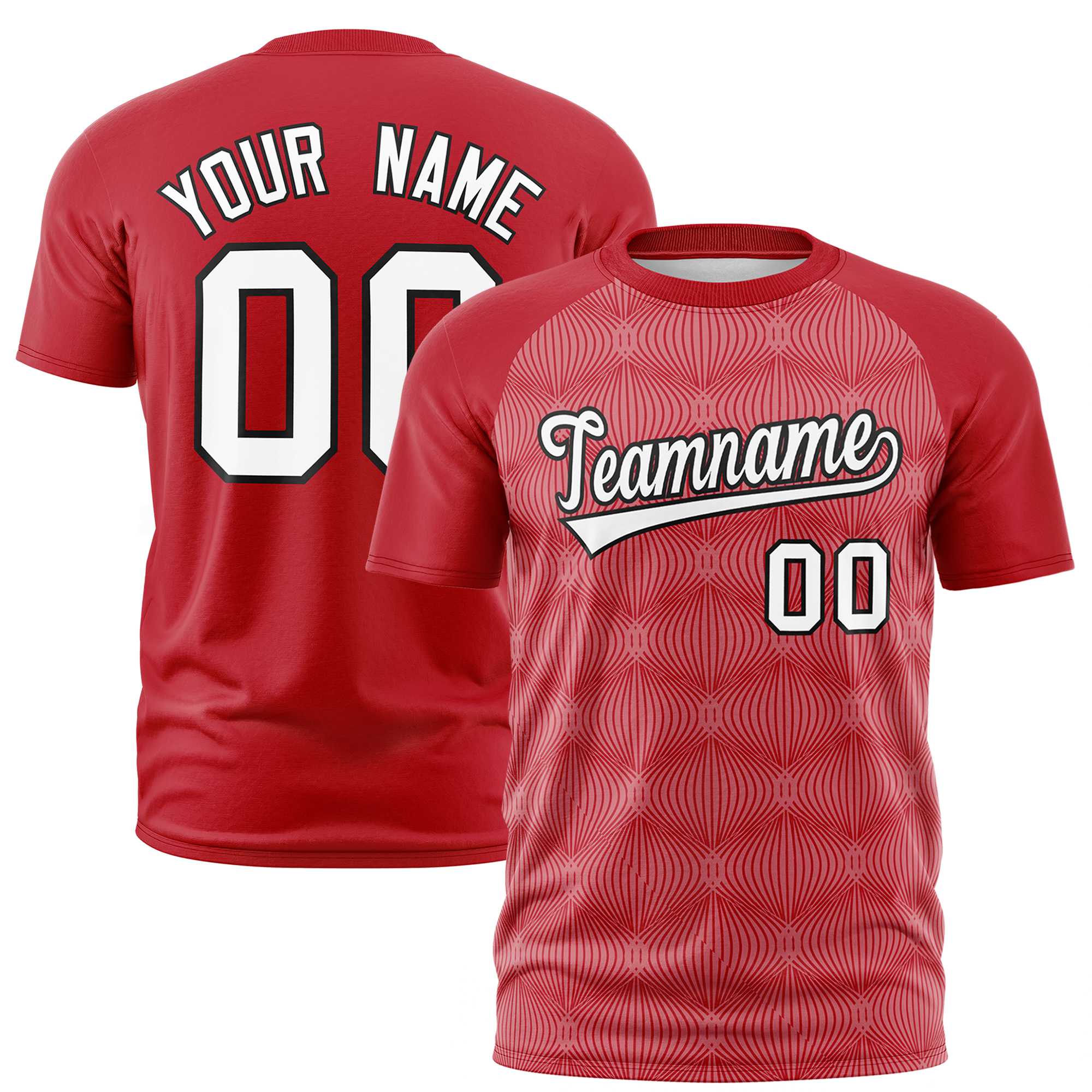 Custom Red Personalized Line Pattern Performance T-Shirt