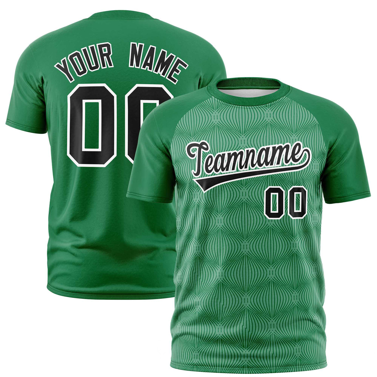 Custom Kelly Green Personalized Line Pattern Performance T-Shirt