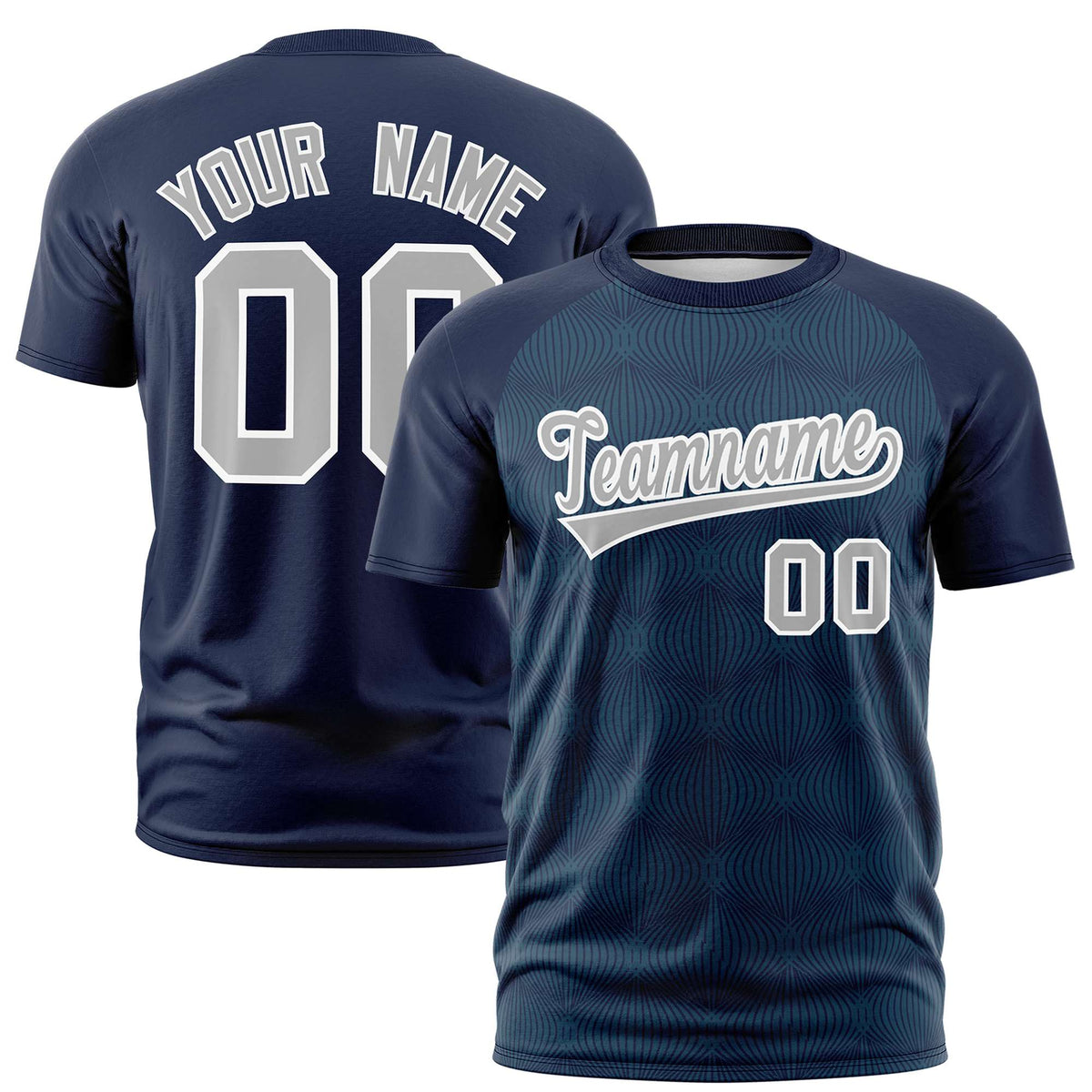 Custom Navy Personalized Line Pattern Performance T-Shirt