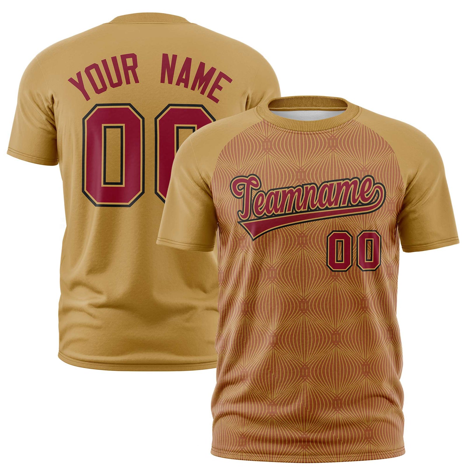 Custom Gold Personalized Line Pattern Performance T-Shirt
