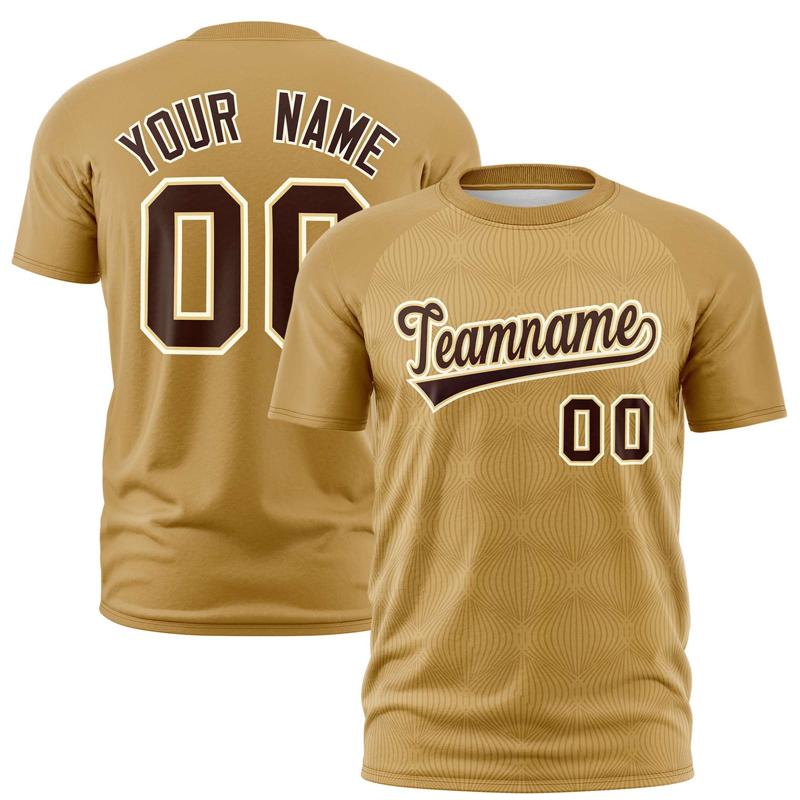 Custom Old Gold Personalized Line Pattern Performance T-Shirt