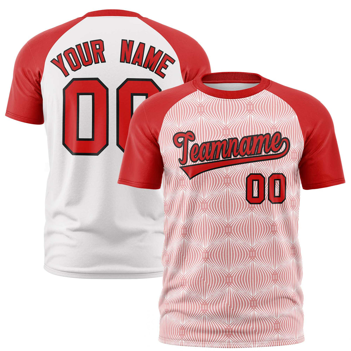 Custom Red Personalized Line Pattern Performance T-Shirt