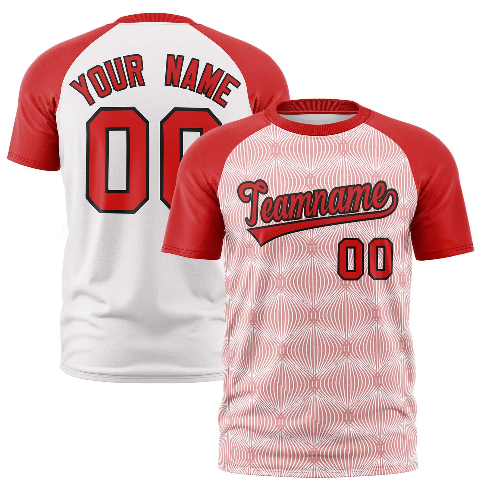 Custom Red Personalized Line Pattern Performance T-Shirt