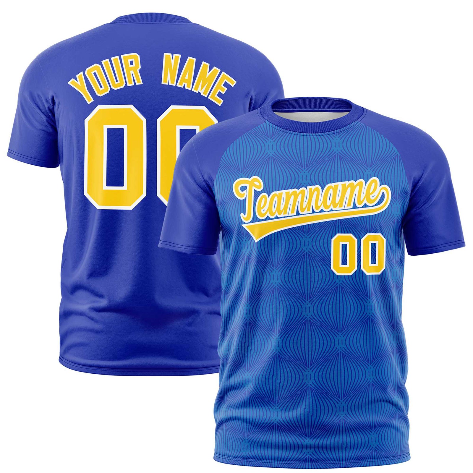 Custom Royal Blue Personalized Line Pattern Performance T-Shirt