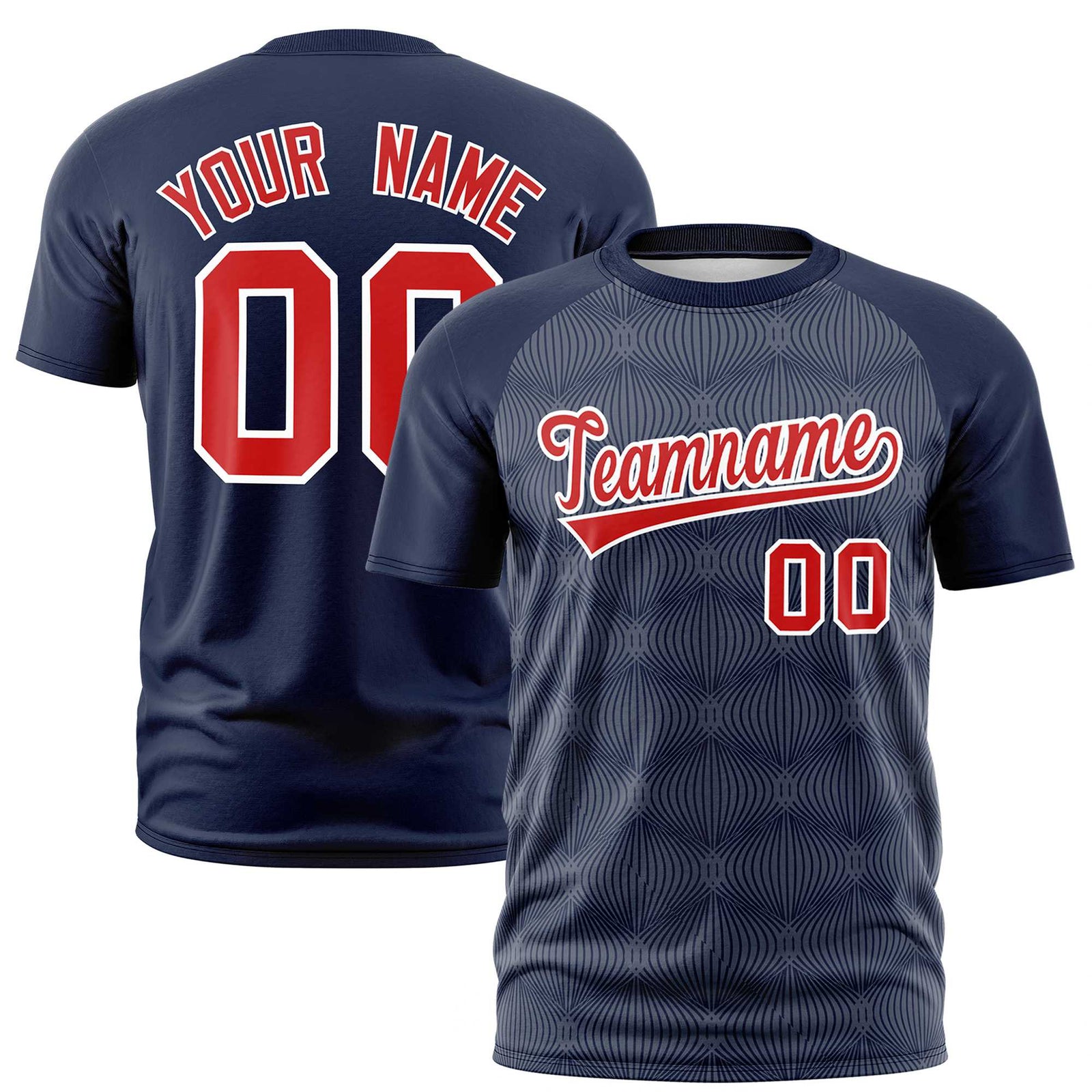 Custom Navy Personalized Line Pattern Performance T-Shirt