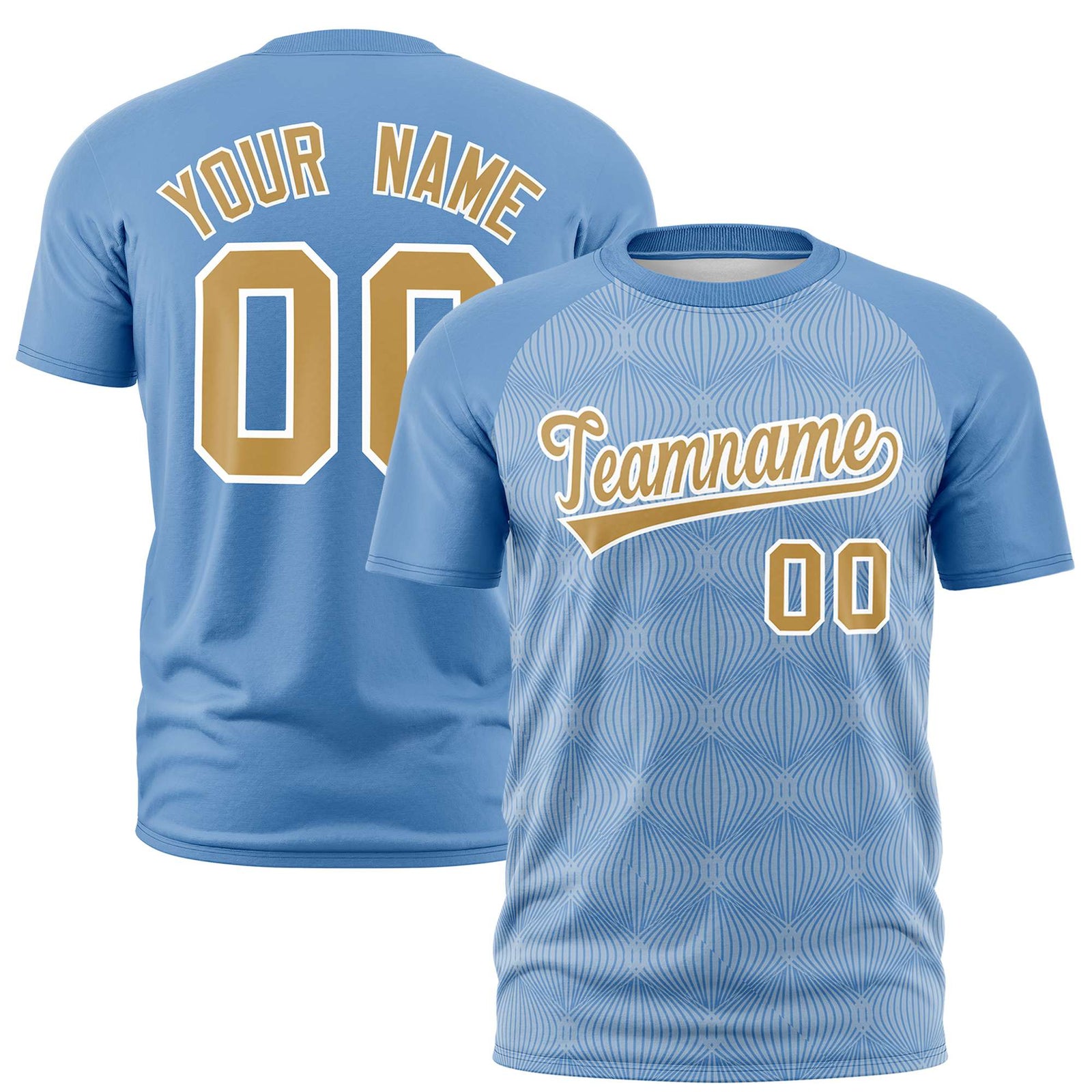 Custom Light Blue Personalized Line Pattern Performance T-Shirt