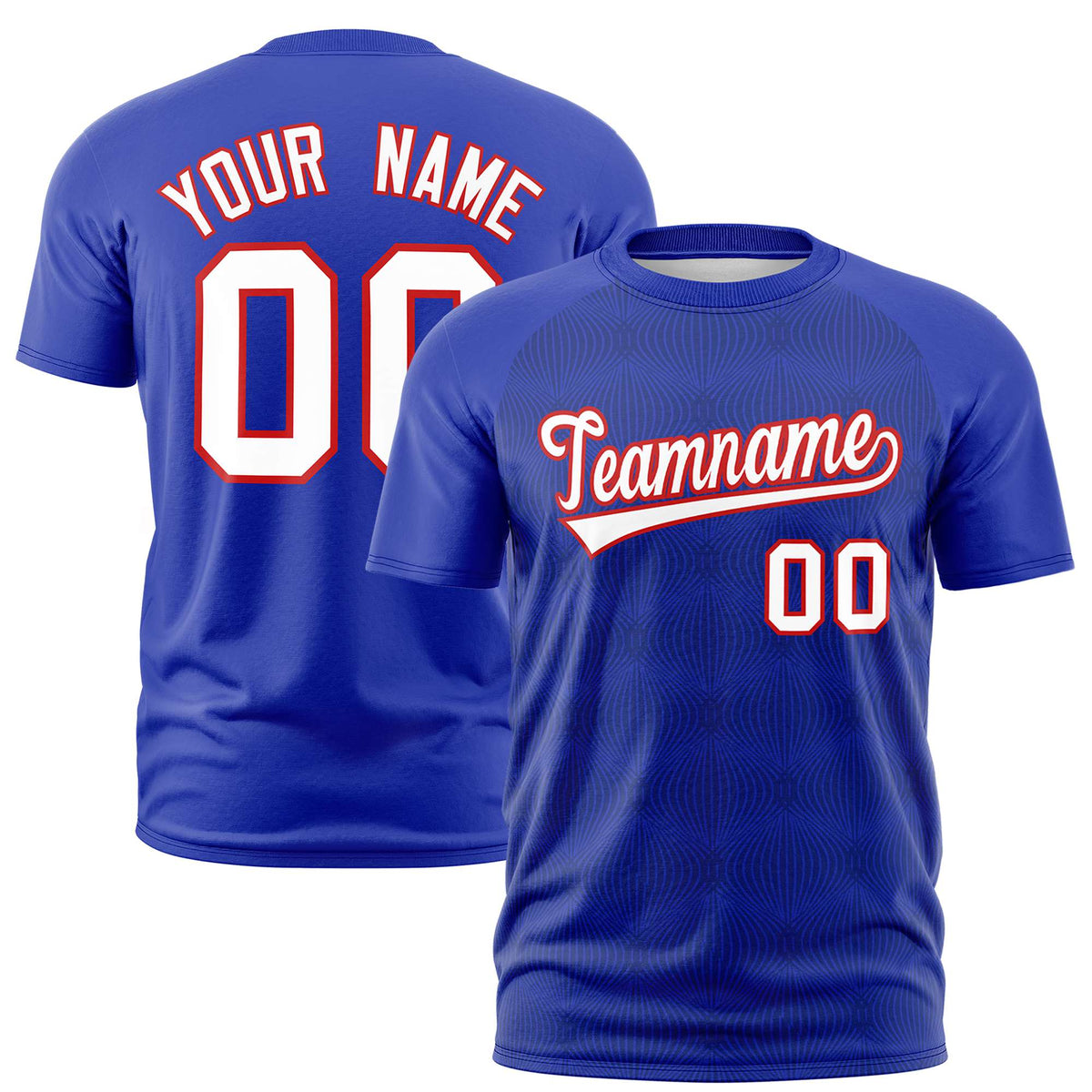 Custom Royal Blue Personalized Line Pattern Performance T-Shirt
